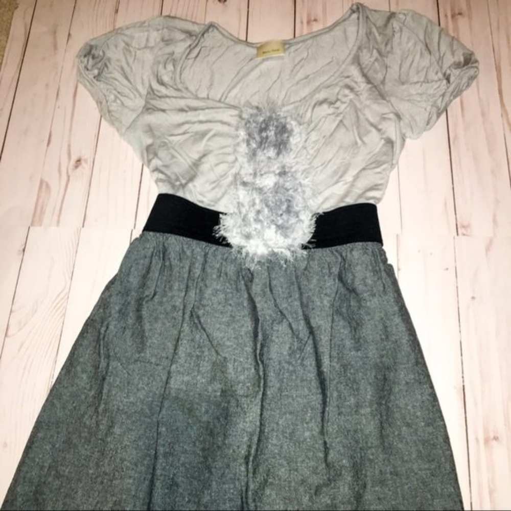 Pretty Good Gray Dress With Flower Embellishments